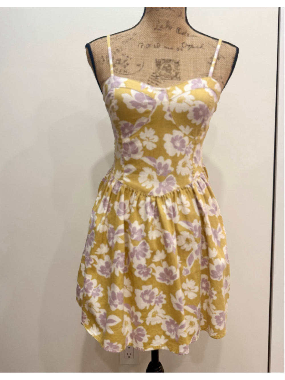 American Eagle Floral Corset Bustier Mini Dress S Basque Waist Retro Ballet